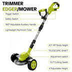 3-in-1 Cordless Lawn Mower with 2×21V Batteries, German Quality Lightweight Grass Trimmer