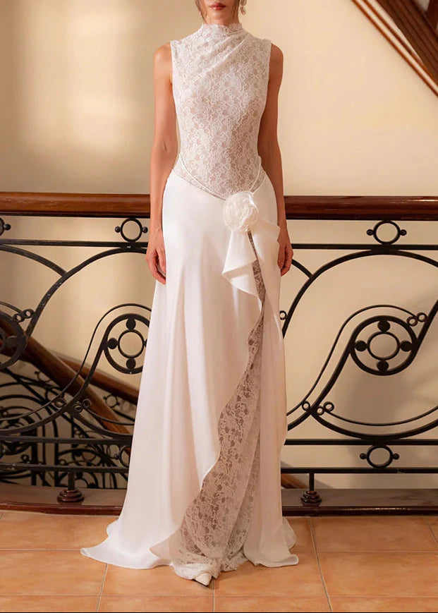 Lace Floral Pattern Evening Gown