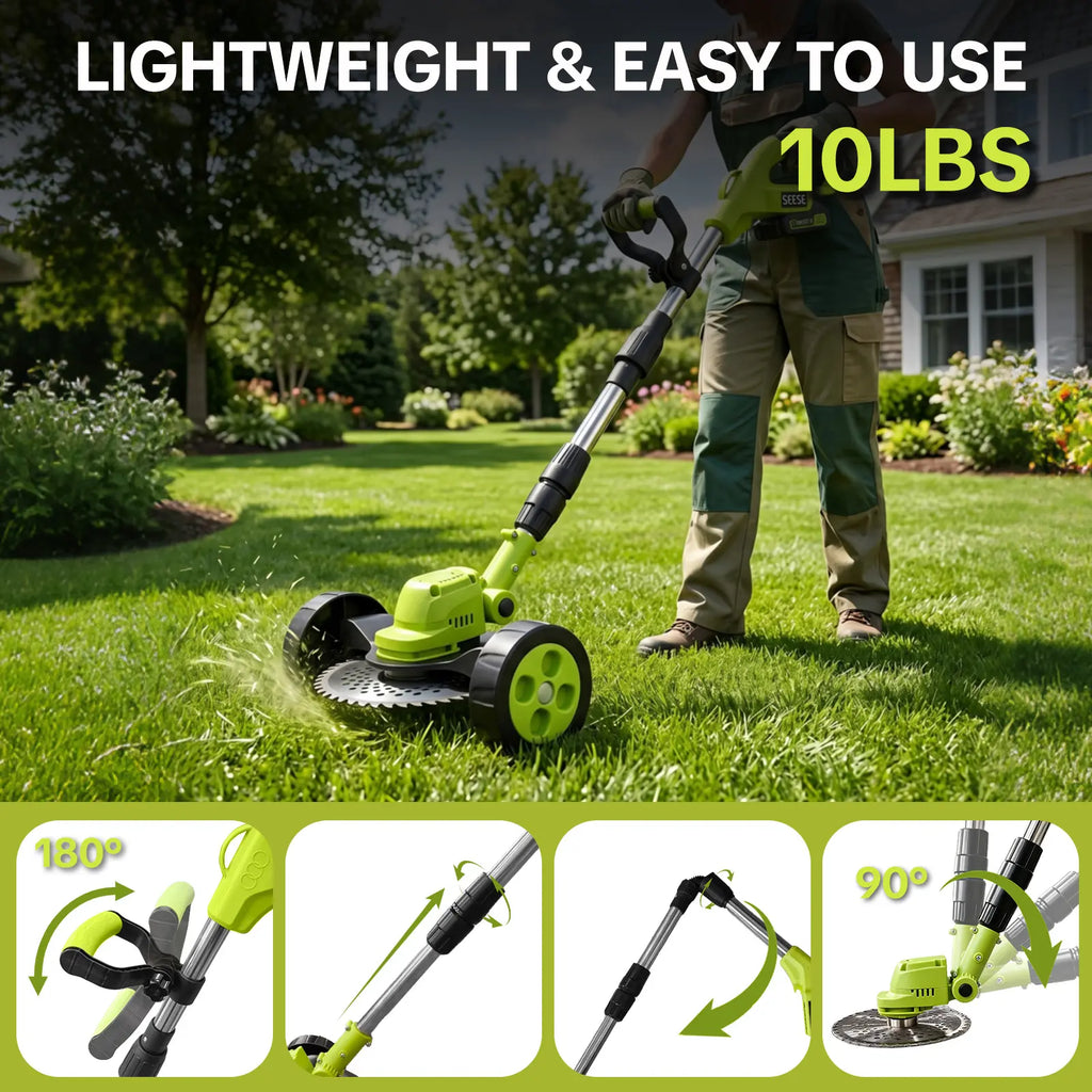 3-in-1 Cordless Lawn Mower with 2×21V Batteries, German Quality Lightweight Grass Trimmer