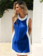 Women's 2 Piece Sets Casual Color Block Crewneck Short Sleeve Pullover Tops Matching Shorts with Pockets