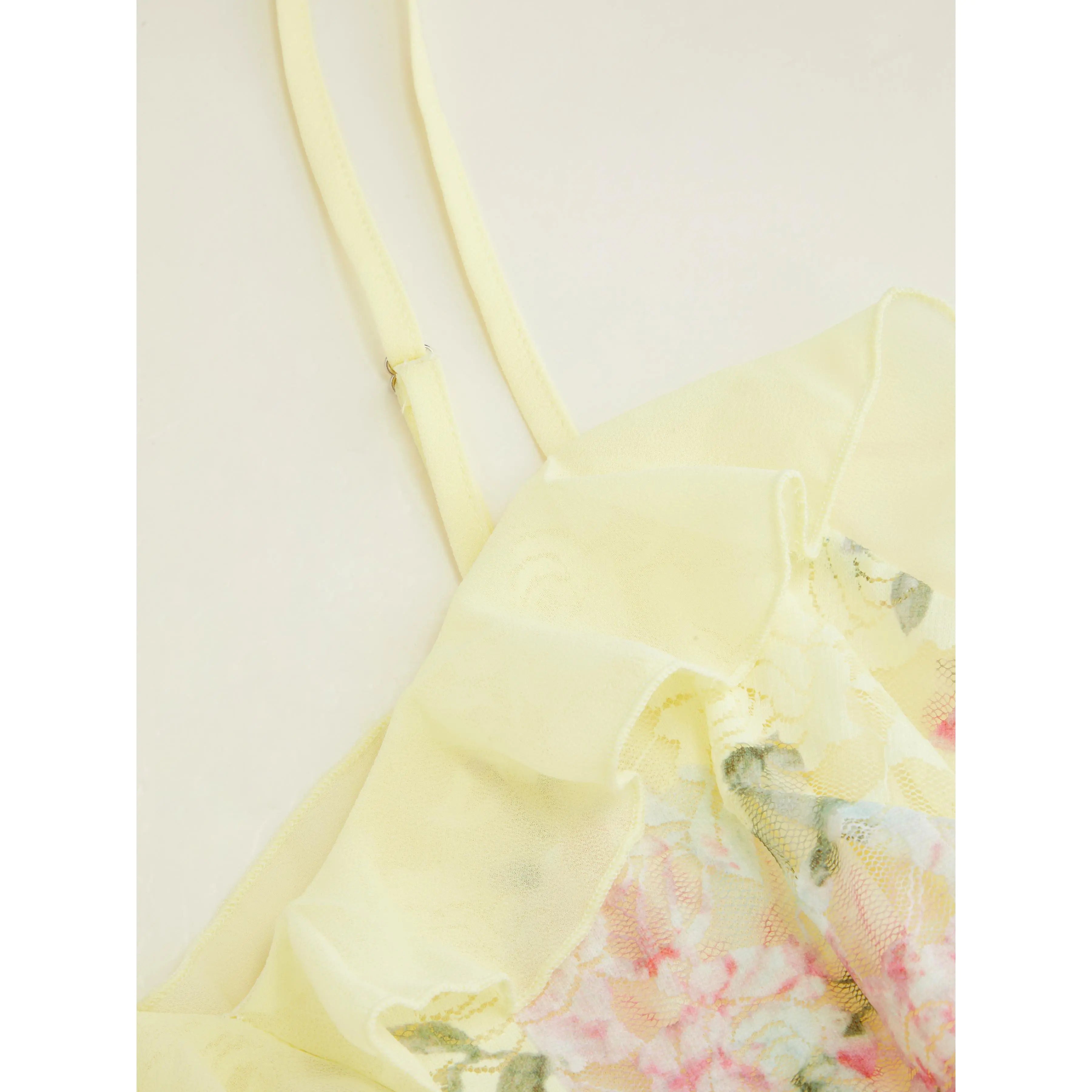Lace V-neck floral ruffle stretch embroidered slim fit romantic women's summer vacation beach party dress