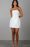 Pearl Embellished Strapless Mini Dress – Elegant White Cocktail Party Dress