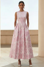 Multiple floral brocade A-line maxi skirts with pockets