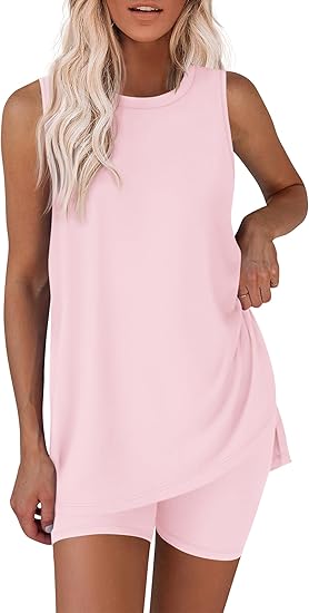 Women's Casual Black 2-Piece Outfit: Sleeveless Long Top & Pocket Shorts Set