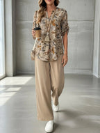 Women’s Casual Floral Shirt & Solid Pants Co-Ord Se