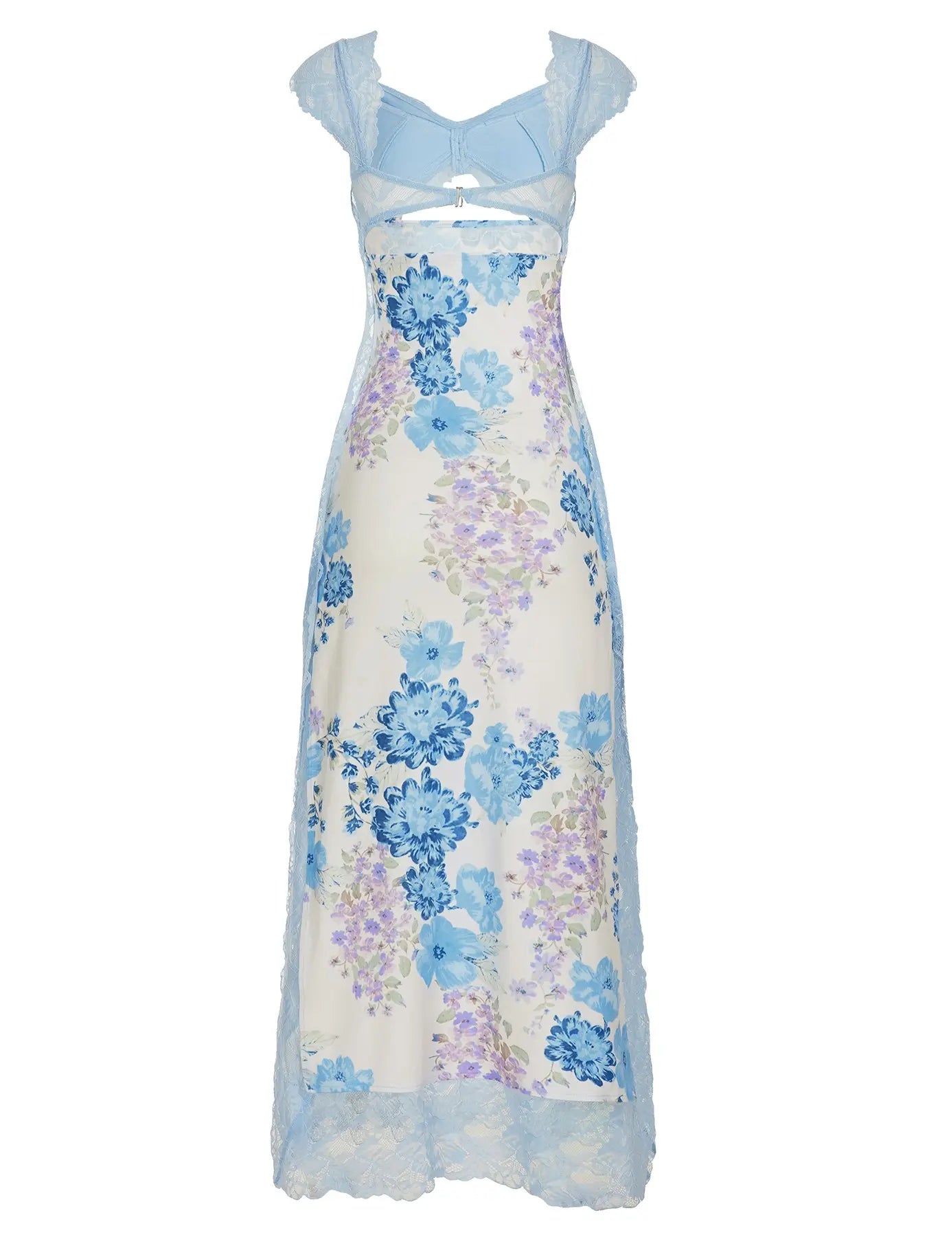 Women's floral print lace-trimmed jumpsuit, summer women's wear