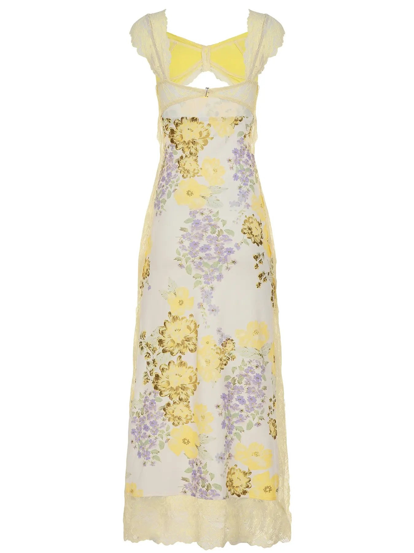 Women's floral print lace-trimmed jumpsuit, summer women's wear