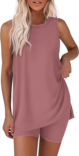 Women's Casual Black 2-Piece Outfit: Sleeveless Long Top & Pocket Shorts Set