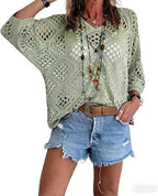 Women's Bohemian Style V-neck Open-front Crochet Top