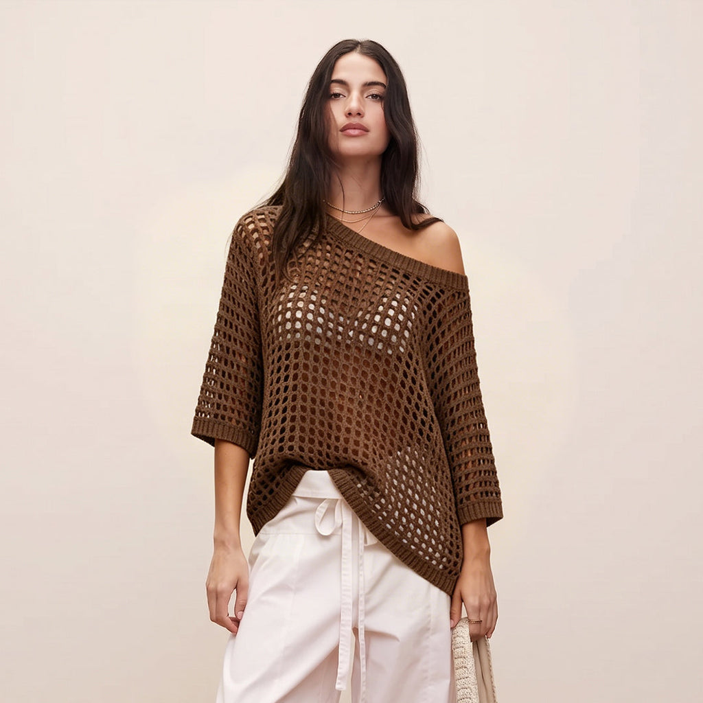 Sexy Hollow Short-Sleeve Sweater