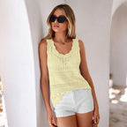 Crochet Hollow-out Wavy Hem Tank Top