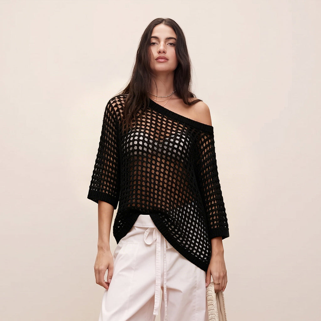 Sexy Hollow Short-Sleeve Sweater