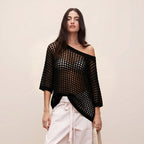 Sexy Hollow Short-Sleeve Sweater