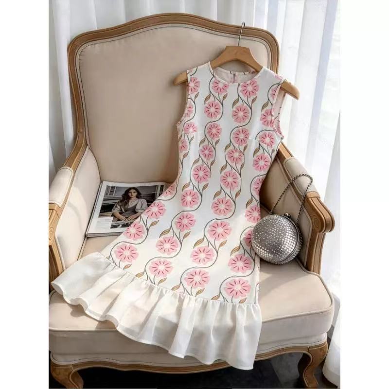 Blossom Sleeveless Ruffle Hem Dress