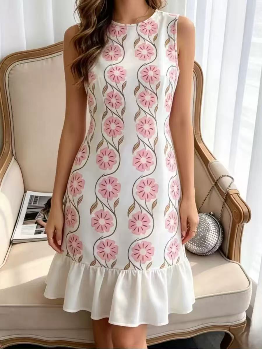 Blossom Sleeveless Ruffle Hem Dress