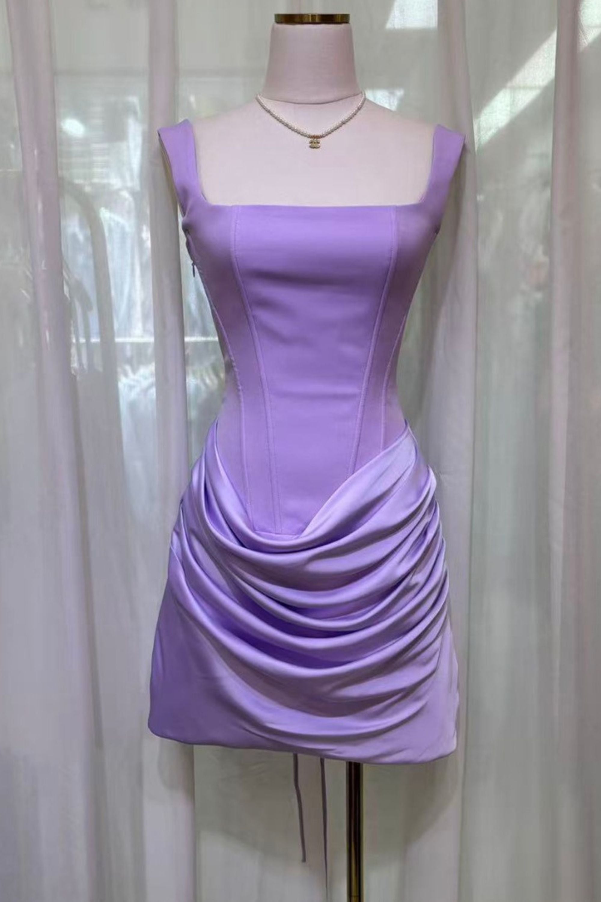 📦LAST DAY SAVE 49% ⏰Square neckline belted mini dress