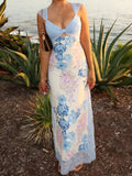 Women's floral print lace-trimmed jumpsuit, summer women's wear