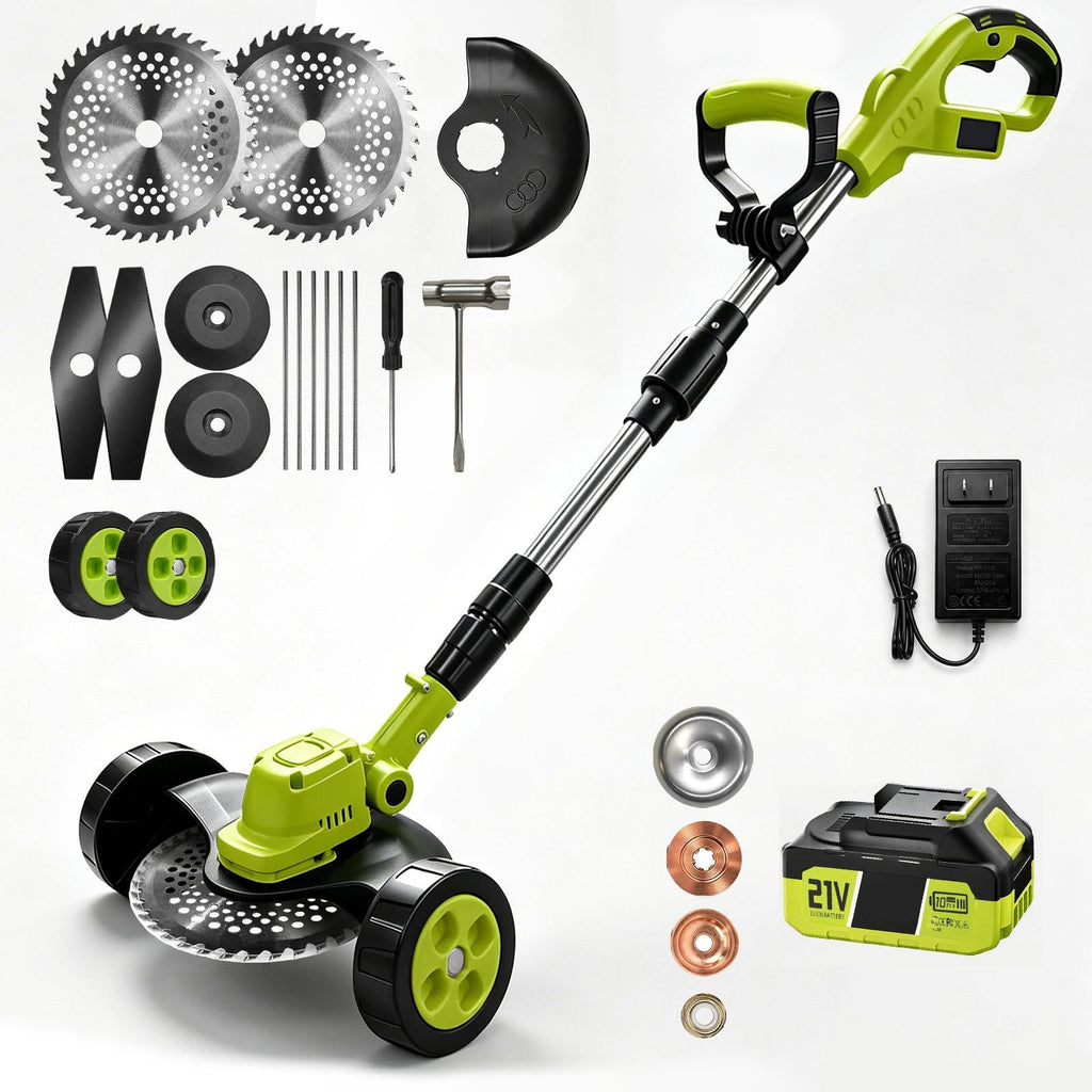 3-in-1 Cordless Lawn Mower with 2×21V Batteries, German Quality Lightweight Grass Trimmer