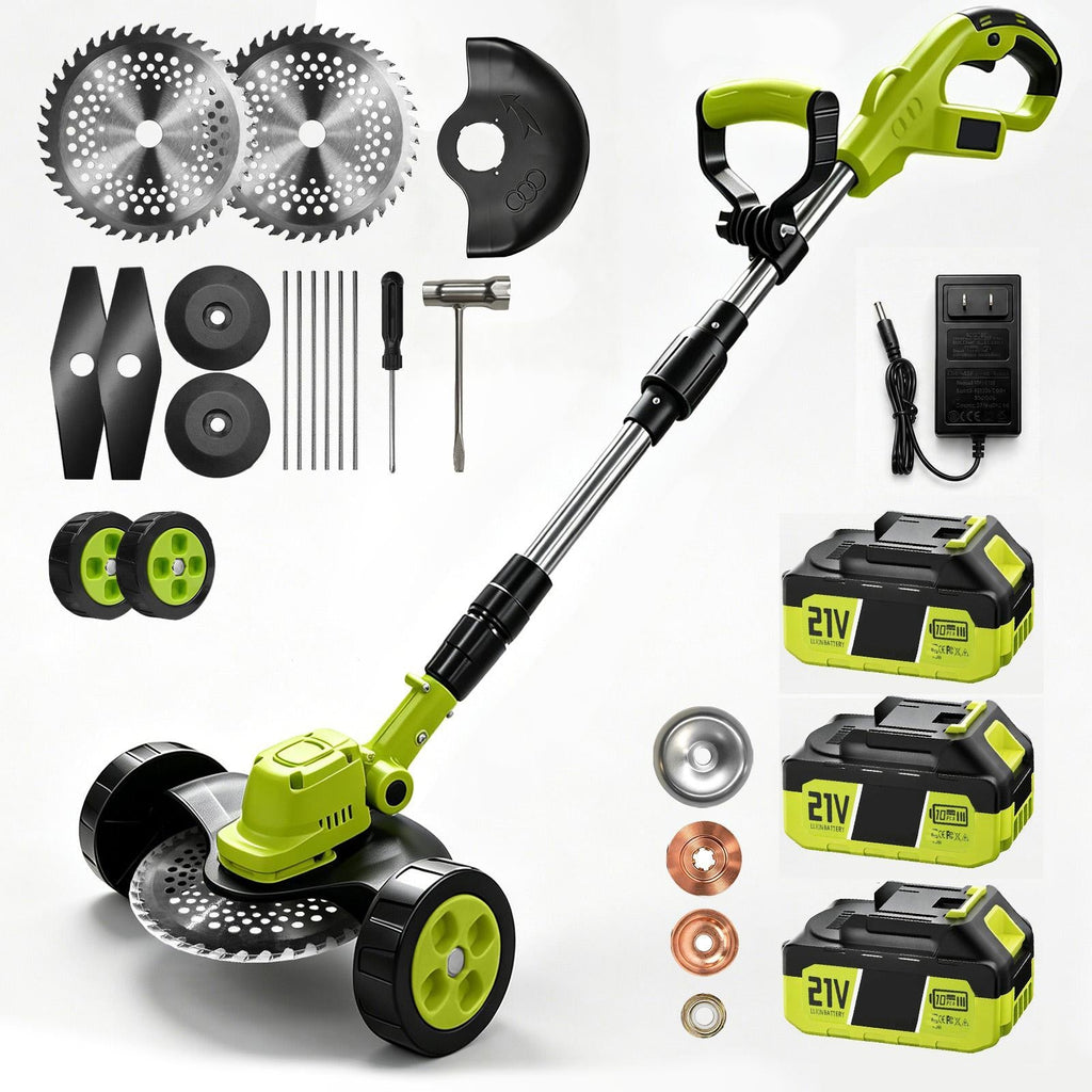 3-in-1 Cordless Lawn Mower with 2×21V Batteries, German Quality Lightweight Grass Trimmer