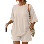2 Piece Summer Set Oversized Top & Loose Fit Shorts with Pockets
