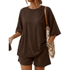 2 Piece Summer Set Oversized Top & Loose Fit Shorts with Pockets