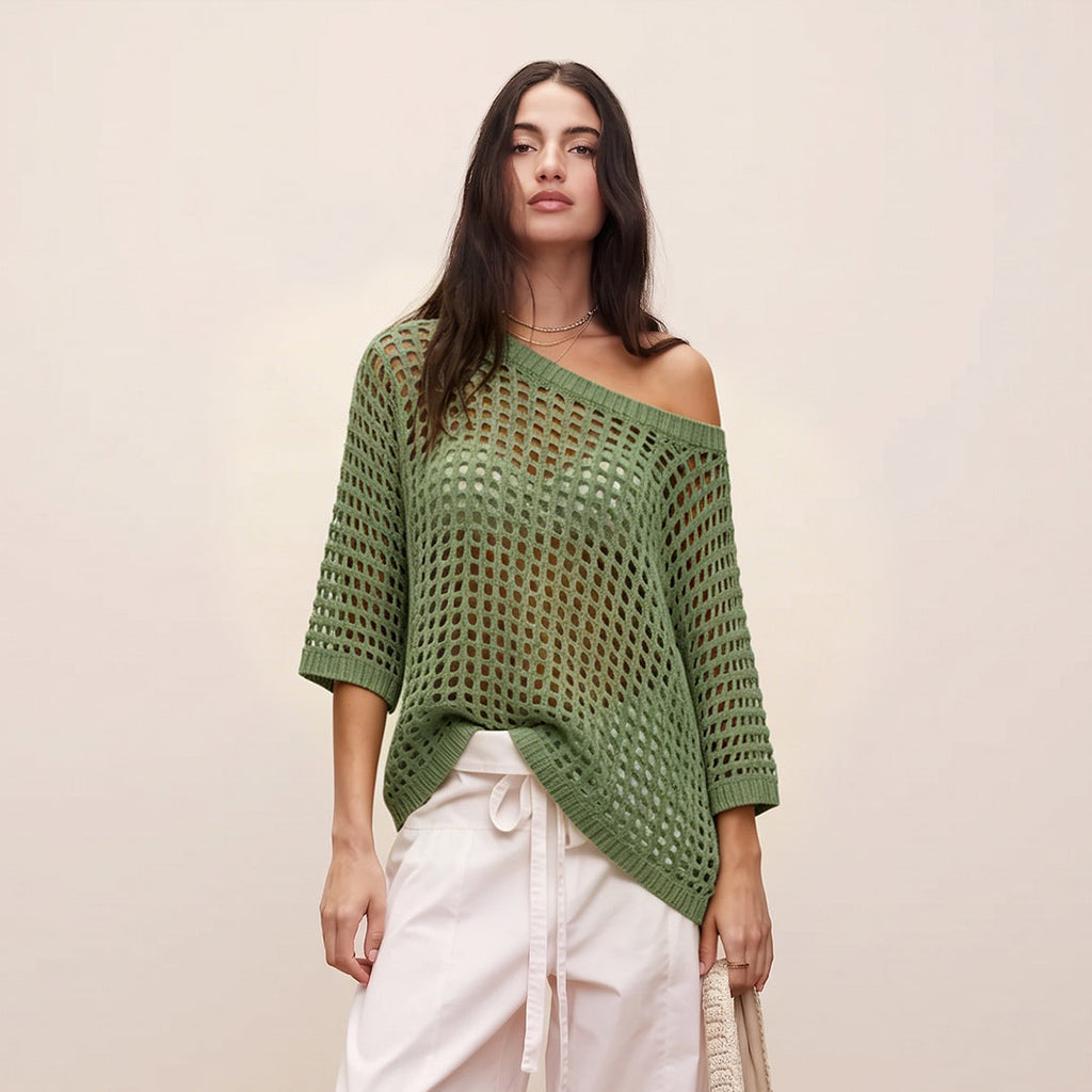 Sexy Hollow Short-Sleeve Sweater