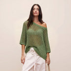 Sexy Hollow Short-Sleeve Sweater