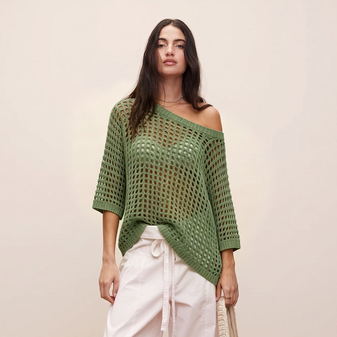 Sexy Hollow Short-Sleeve Sweater