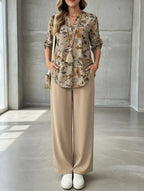 Women’s Casual Floral Shirt & Solid Pants Co-Ord Se