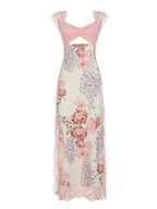 Women's floral print lace-trimmed jumpsuit, summer women's wear