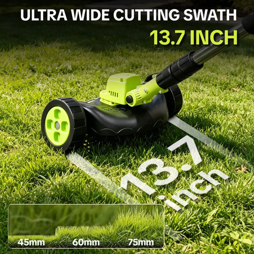 3-in-1 Cordless Lawn Mower with 2×21V Batteries, German Quality Lightweight Grass Trimmer