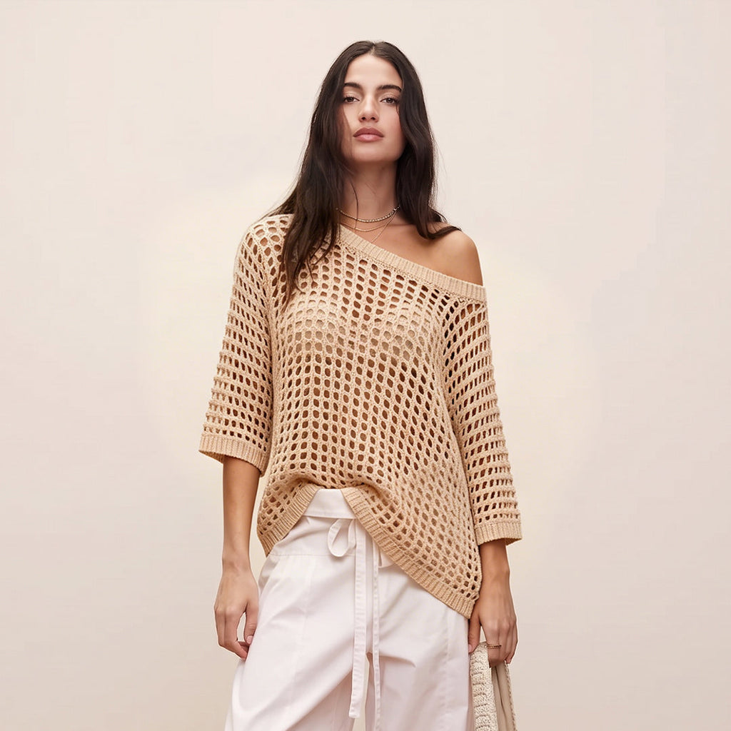 Sexy Hollow Short-Sleeve Sweater